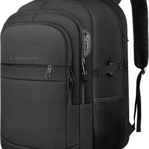 Travel Backpack, Large Carry on Backpack, 17 Inch Laptop Bag, Big Sturdy TSA-Friendly with USB Port College School Rucksack Bag, Gifts for Him Men Women, Black